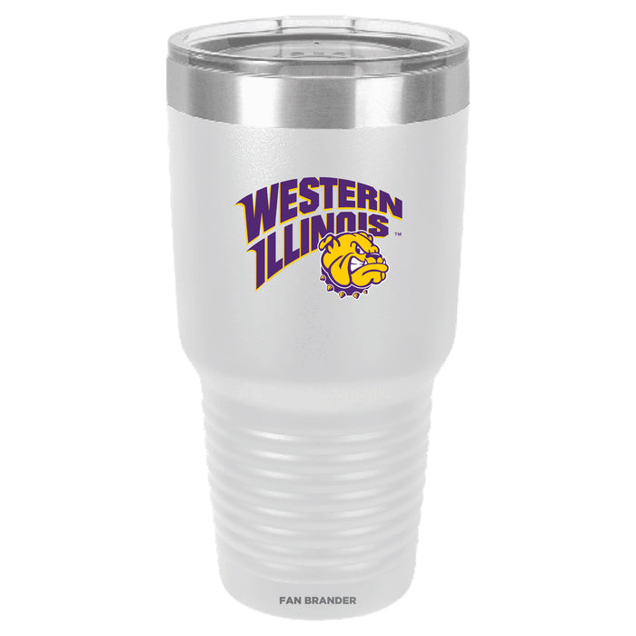 Fan Brander 30oz Stainless Steel Tumbler with Western Illinois University Leathernecks Primary Logo