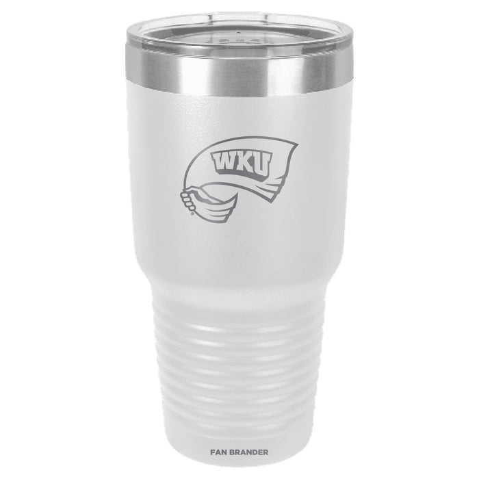 Fan Brander 30oz Stainless Steel Tumbler with Western Kentucky Hilltoppers Etched Primary Logo