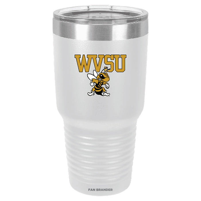 Fan Brander 30oz Stainless Steel Tumbler with West Virginia State Univ Yellow Jackets Primary Logo