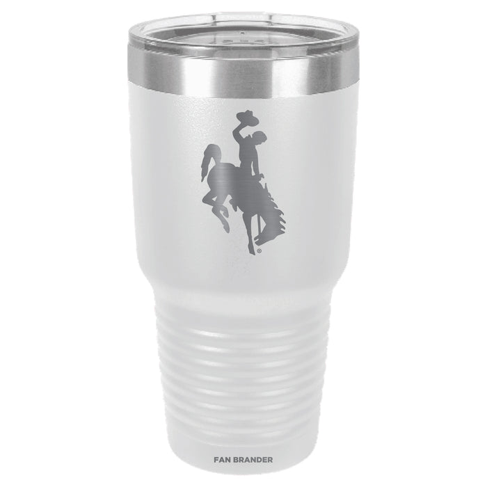 Fan Brander 30oz Stainless Steel Tumbler with Wyoming Cowboys Etched Primary Logo