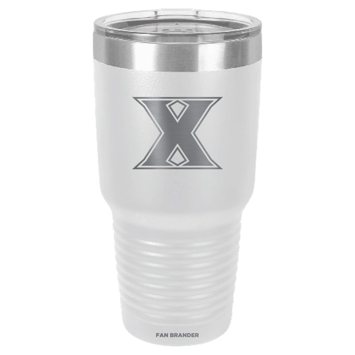 Fan Brander 30oz Stainless Steel Tumbler with Xavier Musketeers Etched Primary Logo