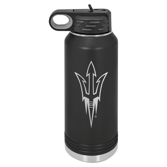 32oz Black Stainless Steel Water Bottle with Arizona State Sun Devils Primary Logo