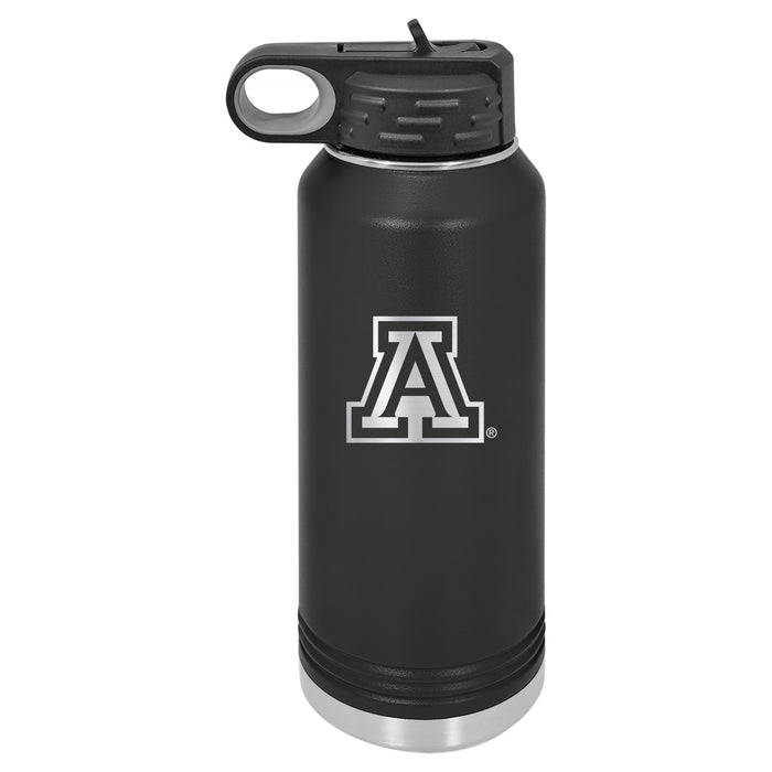 32oz Black Stainless Steel Water Bottle with Arizona Wildcats Primary Logo
