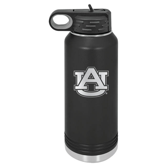 32oz Black Stainless Steel Water Bottle with Auburn Tigers Primary Logo