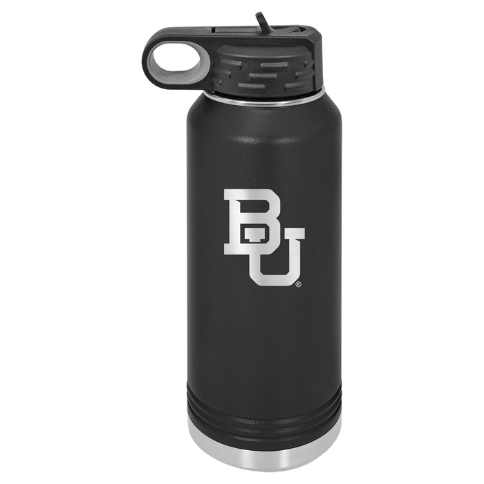 32oz Black Stainless Steel Water Bottle with Baylor Bears Primary Logo