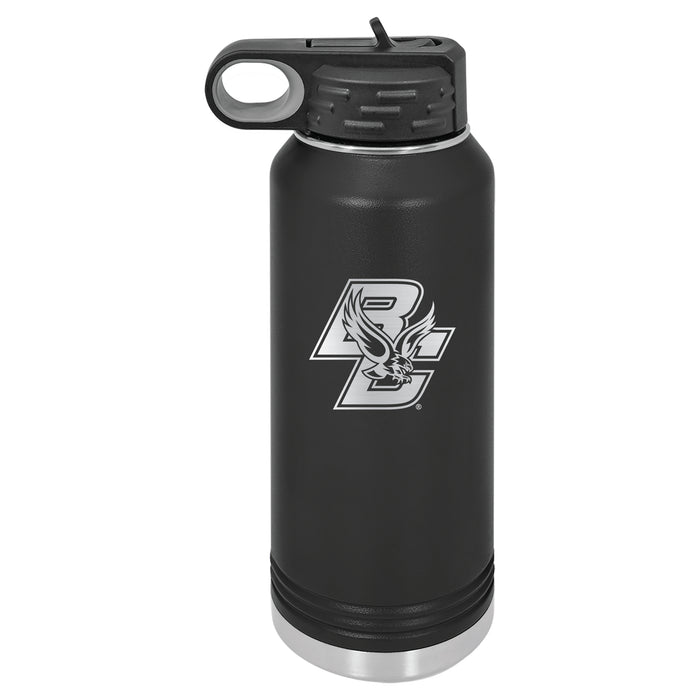 32oz Black Stainless Steel Water Bottle with Boston College Eagles Primary Logo