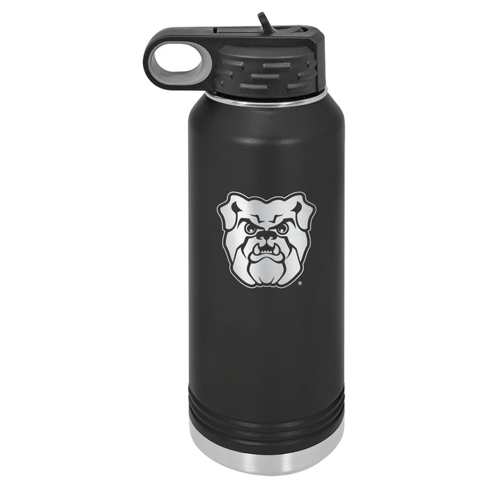 32oz Black Stainless Steel Water Bottle with Butler Bulldogs Primary Logo