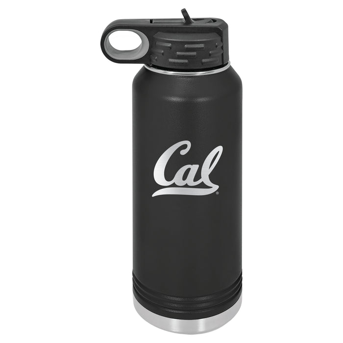 32oz Black Stainless Steel Water Bottle with California Bears Primary Logo
