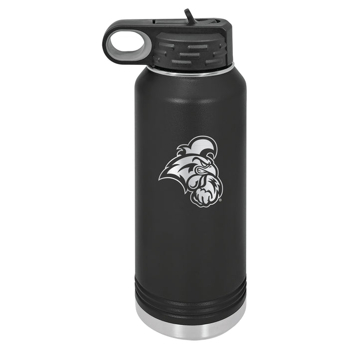 32oz Black Stainless Steel Water Bottle with Coastal Carolina Univ Chanticleers Primary Logo