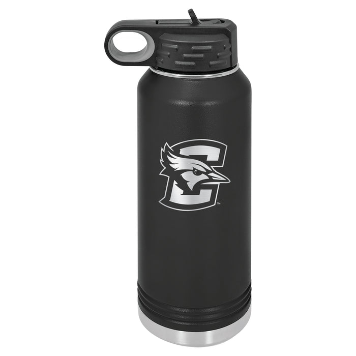 32oz Black Stainless Steel Water Bottle with Creighton University Bluejays Primary Logo