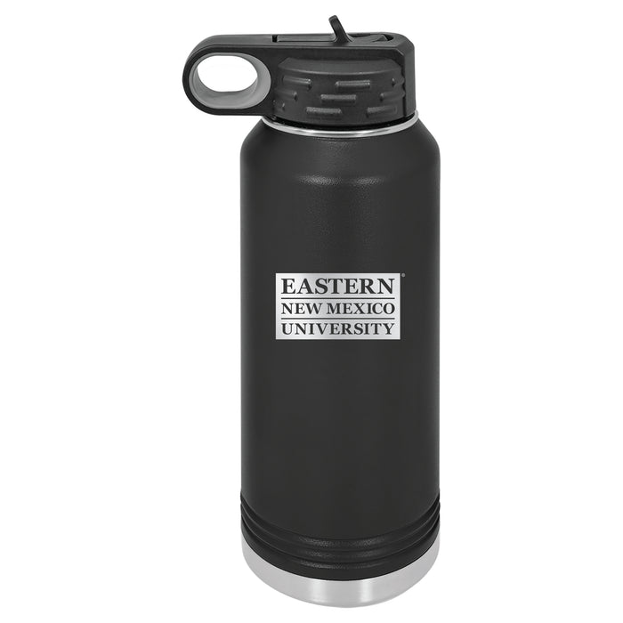 32oz Black Stainless Steel Water Bottle with Eastern New Mexico Greyhounds Primary Logo