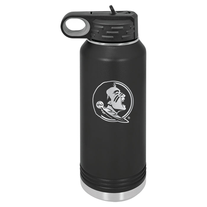32oz Black Stainless Steel Water Bottle with Florida State Seminoles Primary Logo