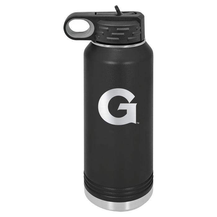 32oz Black Stainless Steel Water Bottle with Georgetown Hoyas Primary Logo