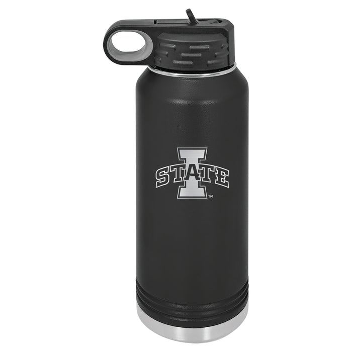 32oz Black Stainless Steel Water Bottle with Iowa State Cyclones Primary Logo