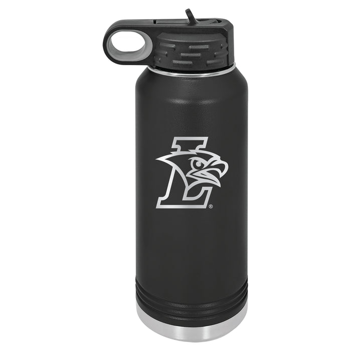 32oz Black Stainless Steel Water Bottle with Lehigh Mountain Hawks Primary Logo