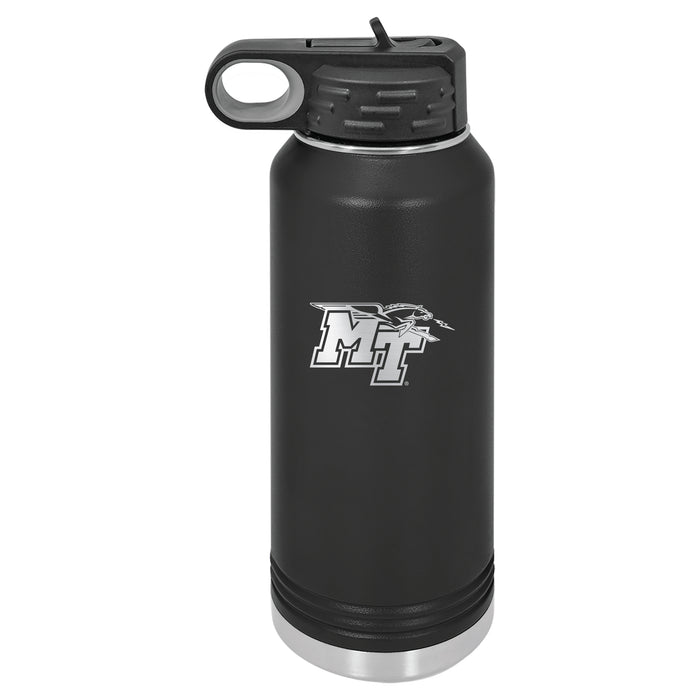 32oz Black Stainless Steel Water Bottle with Middle Tennessee State Blue Raiders Primary Logo