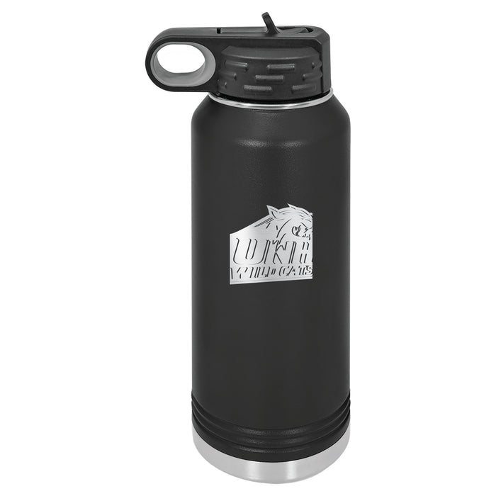 32oz Black Stainless Steel Water Bottle with New Hampshire Wildcats Primary Logo