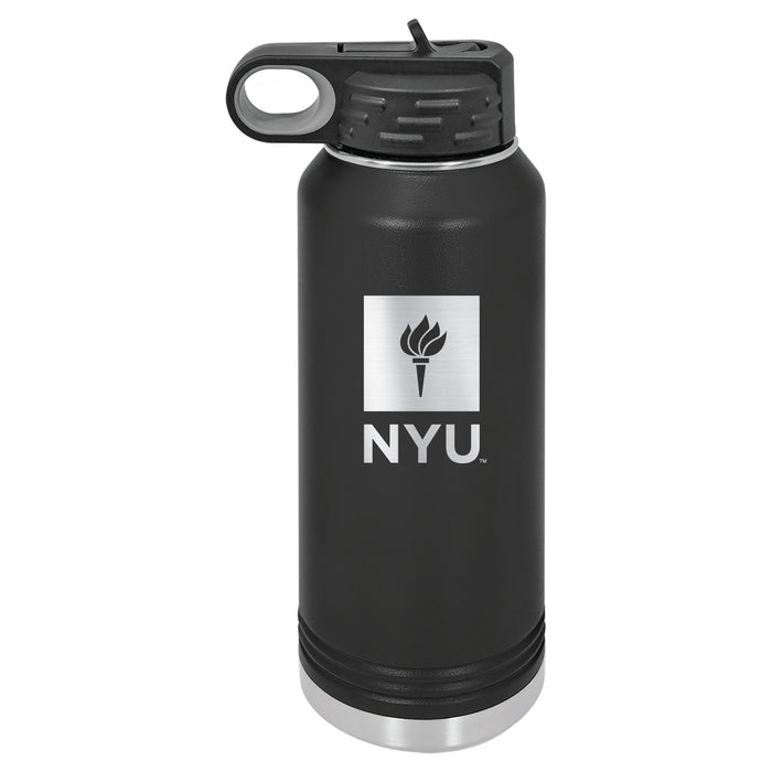 32oz Black Stainless Steel Water Bottle with NYU Primary Logo
