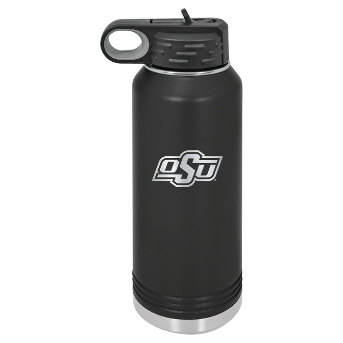 32oz Black Stainless Steel Water Bottle with Oklahoma State Cowboys Primary Logo