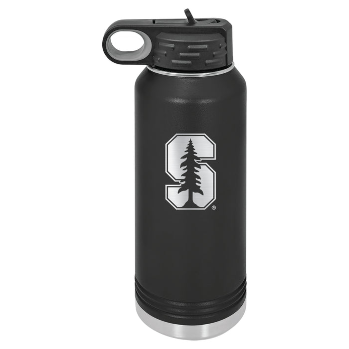 32oz Black Stainless Steel Water Bottle with Stanford Cardinal Primary Logo