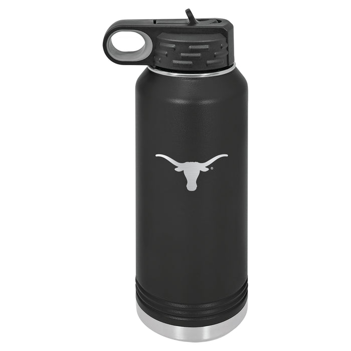 32oz Black Stainless Steel Water Bottle with Texas Longhorns  Primary Logo