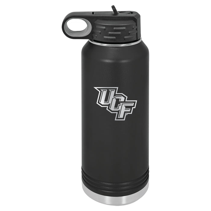32oz Black Stainless Steel Water Bottle with UCF Knights Primary Logo