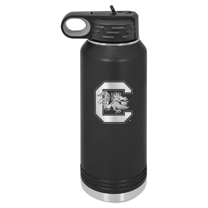 32oz Black Stainless Steel Water Bottle with South Carolina Gamecocks Primary Logo
