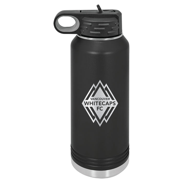 32oz Black Stainless Steel Water Bottle with Vanderbilt Commodores Primary Logo