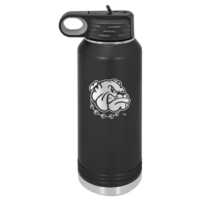 32oz Black Stainless Steel Water Bottle with Western Illinois University Leathernecks Primary Logo