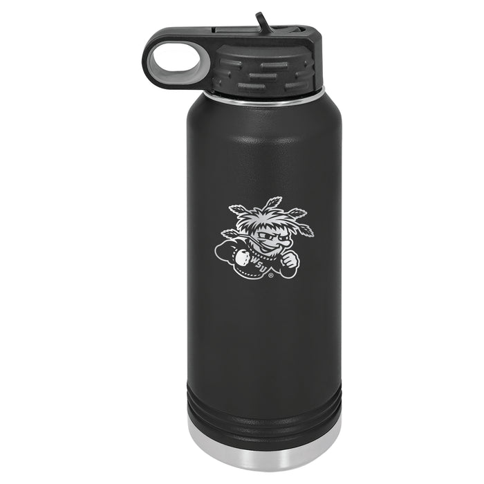 32oz Black Stainless Steel Water Bottle with Wichita State Shockers Primary Logo