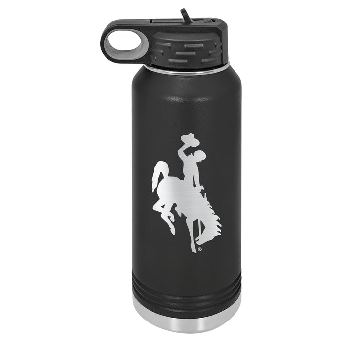32oz Black Stainless Steel Water Bottle with Wyoming Cowboys Primary Logo