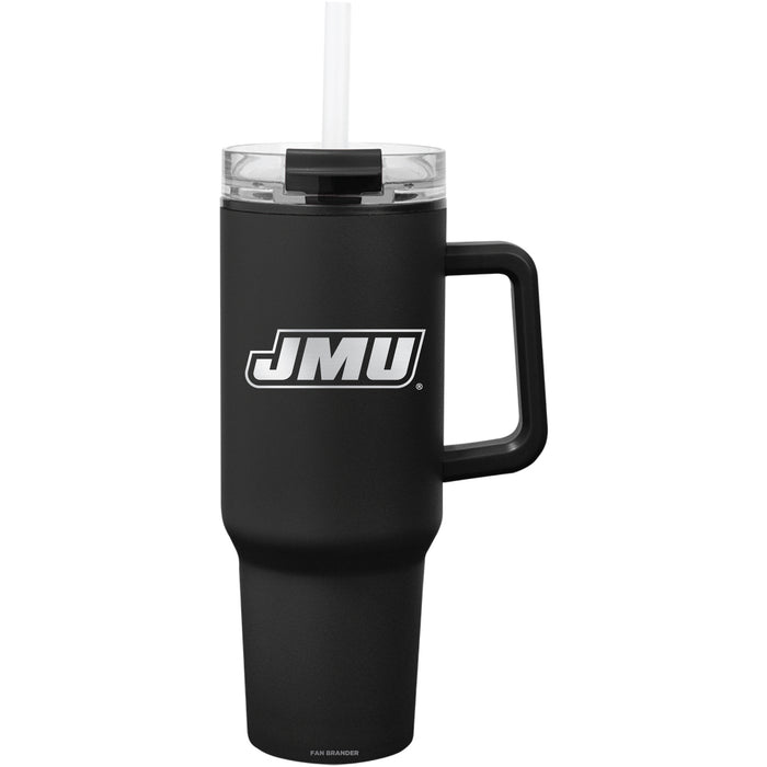 Fan Brander Quest Series 40oz Tumbler with James Madison Dukes Etched Primary Logo