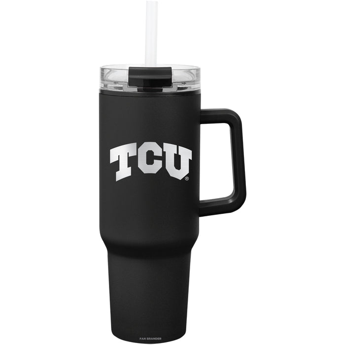 Fan Brander Quest Series 40oz Tumbler with Texas Christian University Horned Frogs Etched Primary Logo