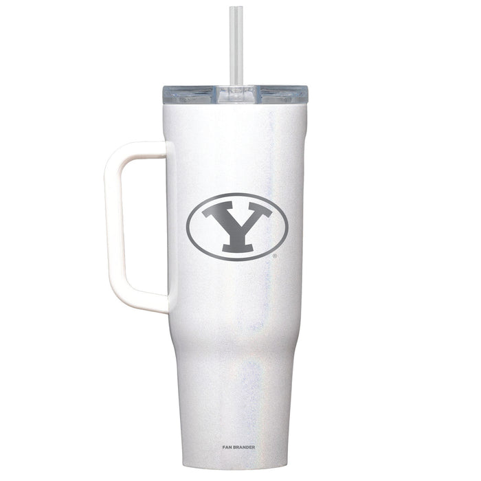 Corkcicle Cruiser 40oz Tumbler with Brigham Young Cougars Etched Primary Logo