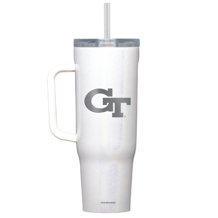 Corkcicle Cruiser 40oz Tumbler with Georgia Tech Yellow Jackets Etched Primary Logo