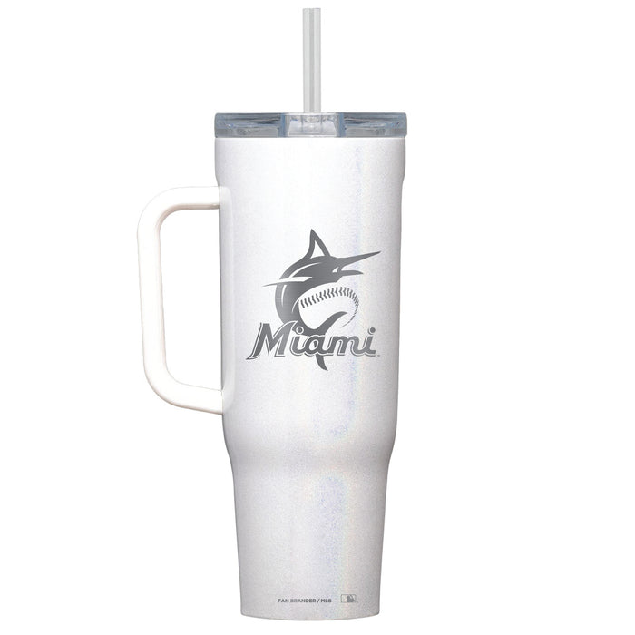 Corkcicle Cruiser 40oz Tumbler with Miami Marlins Etched Primary Logo