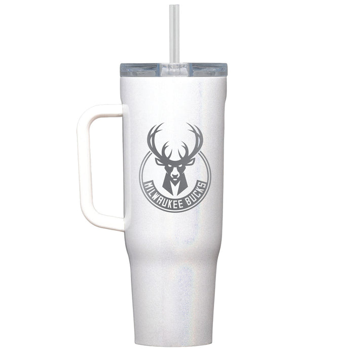 Corkcicle Cruiser 40oz Tumbler with Milwaukee Bucks Etched Primary Logo