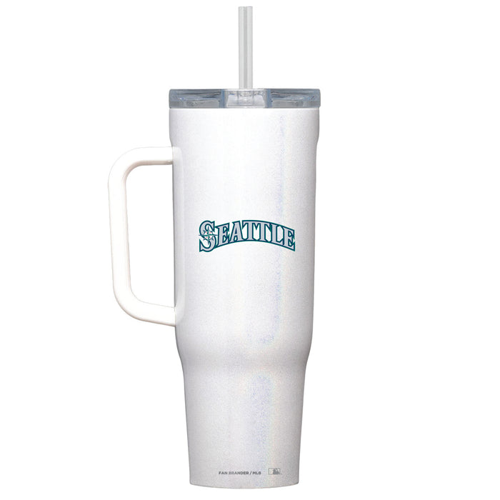 Corkcicle Cruiser 40oz Tumbler with Seattle Mariners Wordmark Logo