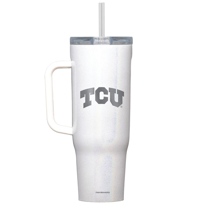 Corkcicle Cruiser 40oz Tumbler with Texas Christian University Horned Frogs Etched Primary Logo