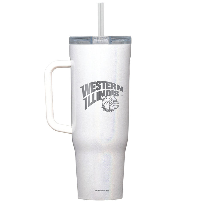 Corkcicle Cruiser 40oz Tumbler with Western Illinois University Leathernecks Etched Primary Logo