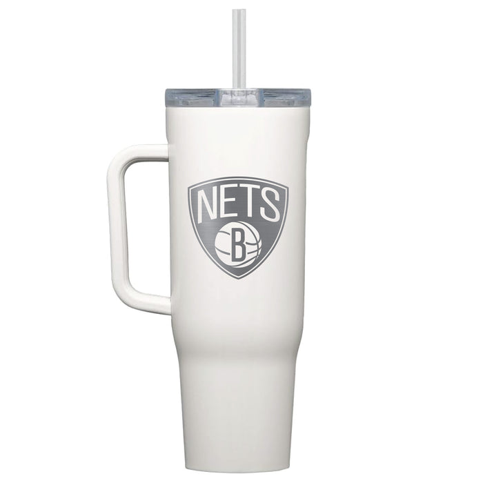 Corkcicle Cruiser 40oz Tumbler with Brooklyn Nets Etched Primary Logo