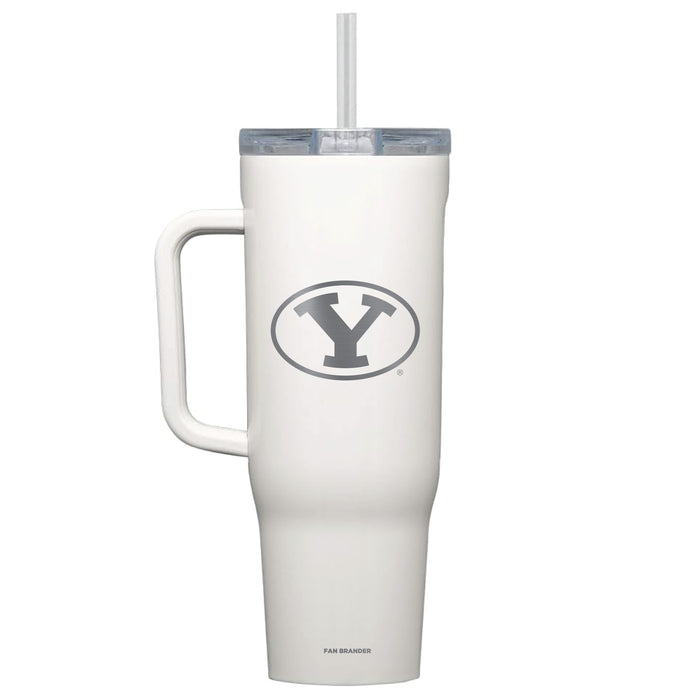 Corkcicle Cruiser 40oz Tumbler with Brigham Young Cougars Etched Primary Logo