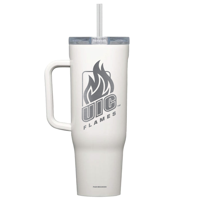 Corkcicle Cruiser 40oz Tumbler with Illinois @ Chicago Flames Etched Primary Logo