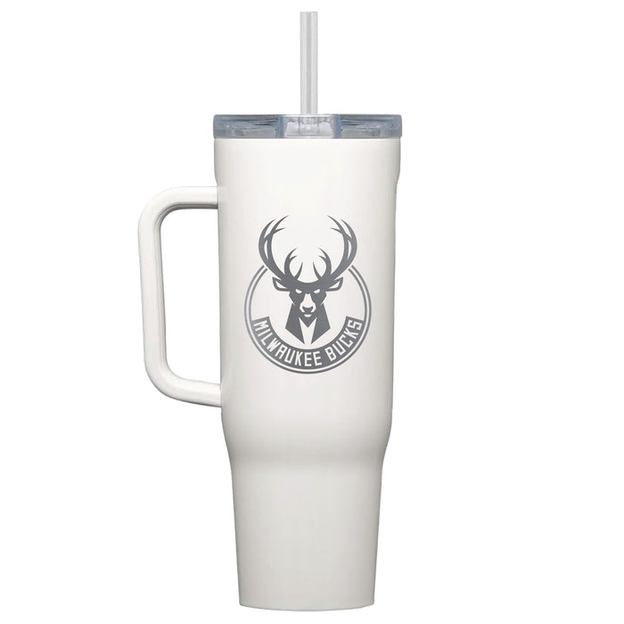 Corkcicle Cruiser 40oz Tumbler with Milwaukee Bucks Etched Primary Logo