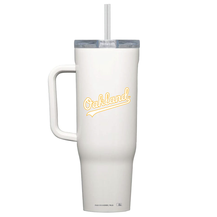 Corkcicle Cruiser 40oz Tumbler with Oakland Athletics Wordmark Logo