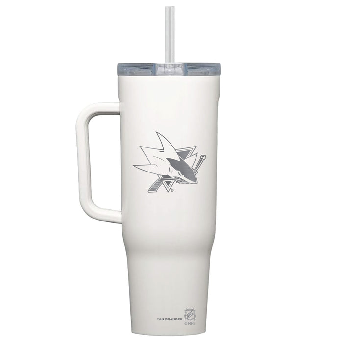 Corkcicle Cruiser 40oz Tumbler with San Jose Sharks Etched Primary Logo