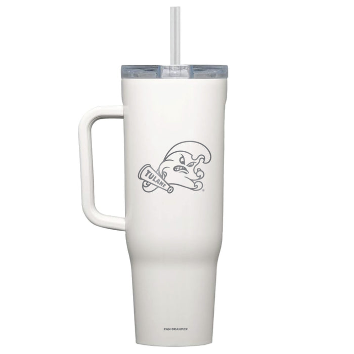 Corkcicle Cruiser 40oz Tumbler with Tulane Green Wave Etched Primary Logo