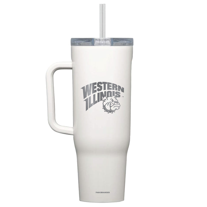 Corkcicle Cruiser 40oz Tumbler with Western Illinois University Leathernecks Etched Primary Logo