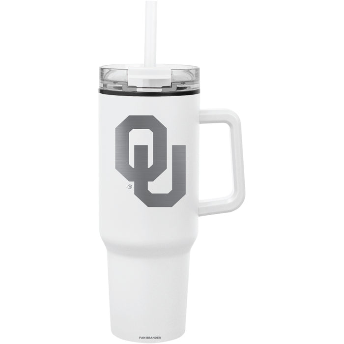 Fan Brander Quest Series 40oz Tumbler with Oklahoma Sooners Etched Primary Logo