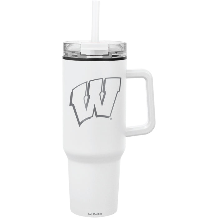 Fan Brander Quest Series 40oz Tumbler with Wisconsin Badgers Etched Primary Logo